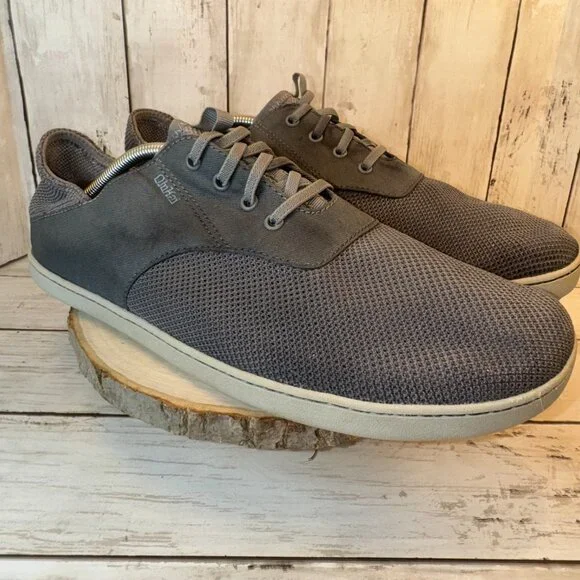 OluKai Nohea Moku Gray Mesh Slip On Casual Loafers Boat Shoes Mens Size 12 - Picture 2 of 9